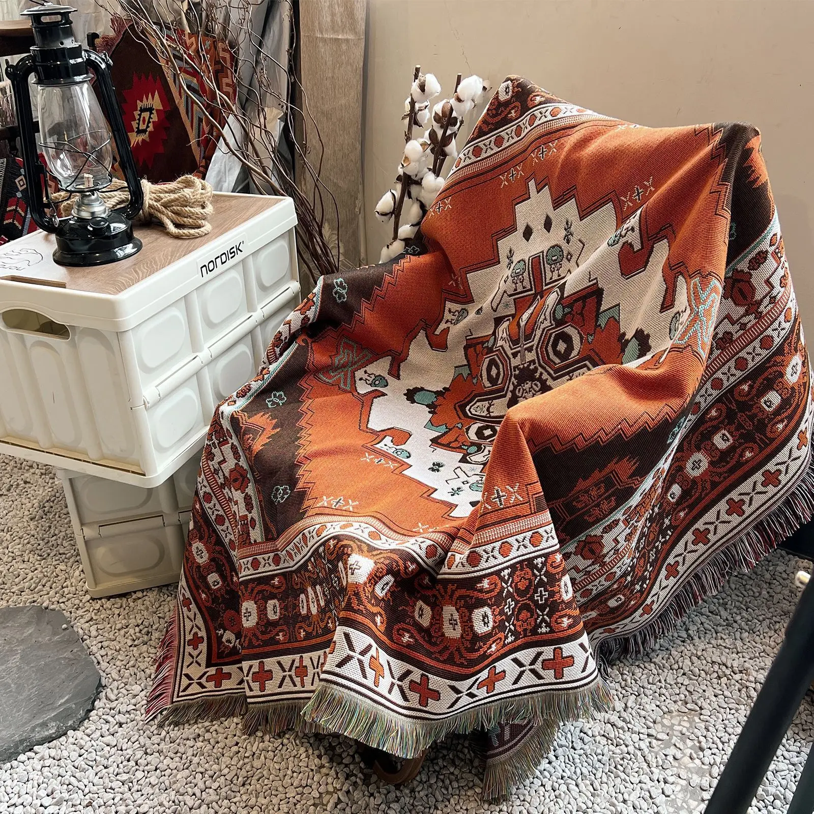 Bohemian Retro Throw Blanket Soft Vintage Boho Hippie Aesthetic Decorative Blanket For Couch Chair Bed Sofa Office Carpet Home