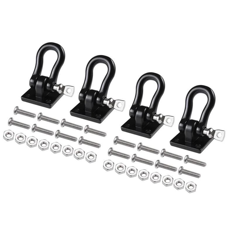 New 4Pcs Metal Trailer Towing Buckle Tow Hooks Shackles for 1/10 RC Crawler Car Traxxas TRX4 Axial SCX10 RC4WD D90