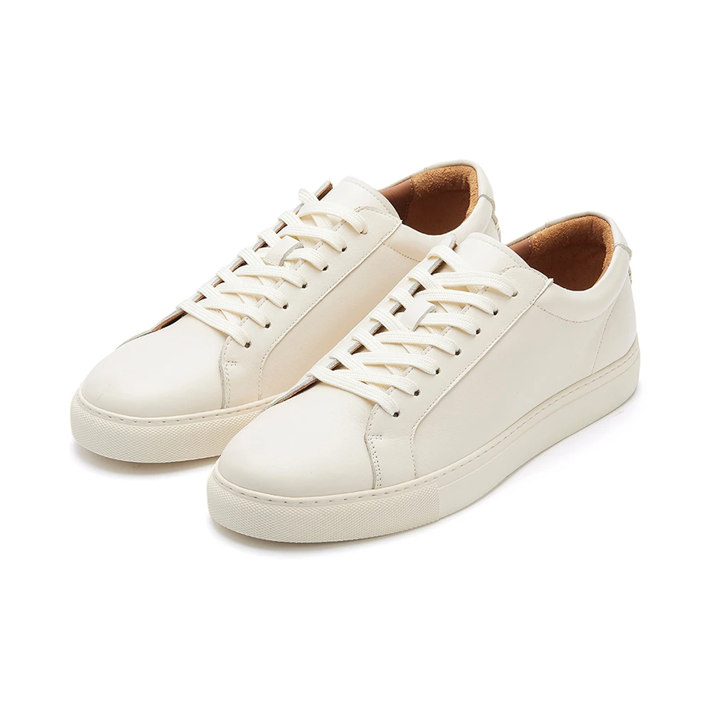 Walking Skateboarding Style Genuine Cow Leather Men's Loafer Shoes White Durable Pure Leather Casual Elegant Shoes