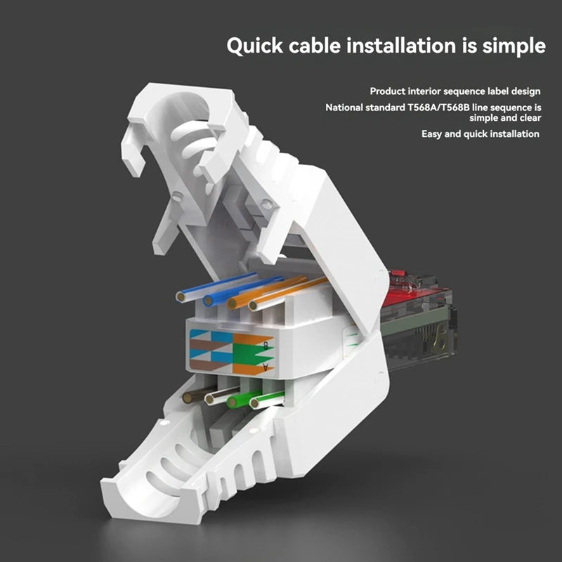5 PCS RJ45 Wire-Punch Ethernet Plug Easy DIY Network Termination, No Crimper Required For Desktop Routers & Switches