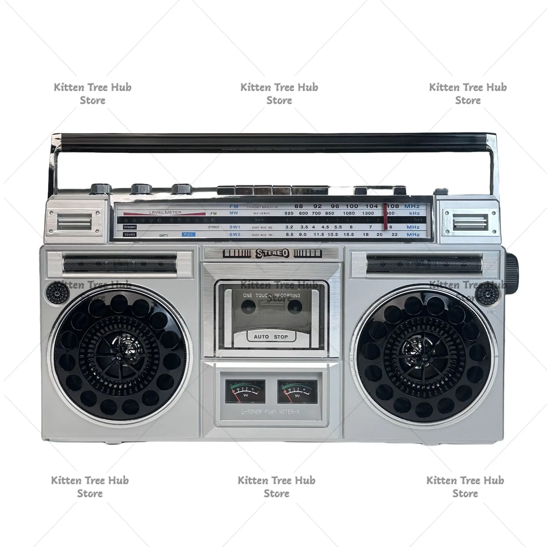 Vintage Boombox Cassette Player Retro Radio Dual Speaker AM FM Bluetooth Portable Stereo Sound System Outdoor