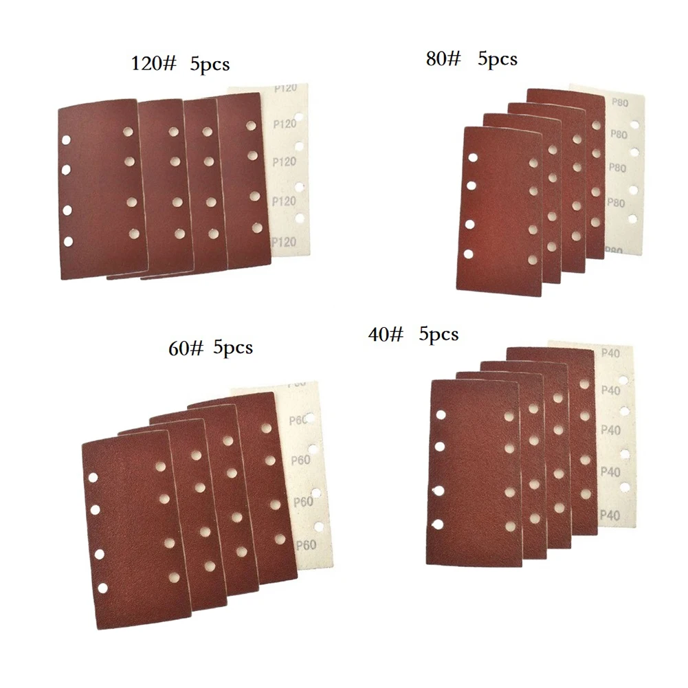 20pcs 93x185mm Square Sandpaper 40/60/80/120Grit Flocking Sand Paper Sanding Discs Abrasive Grinder For Wood Glass Polish Tools