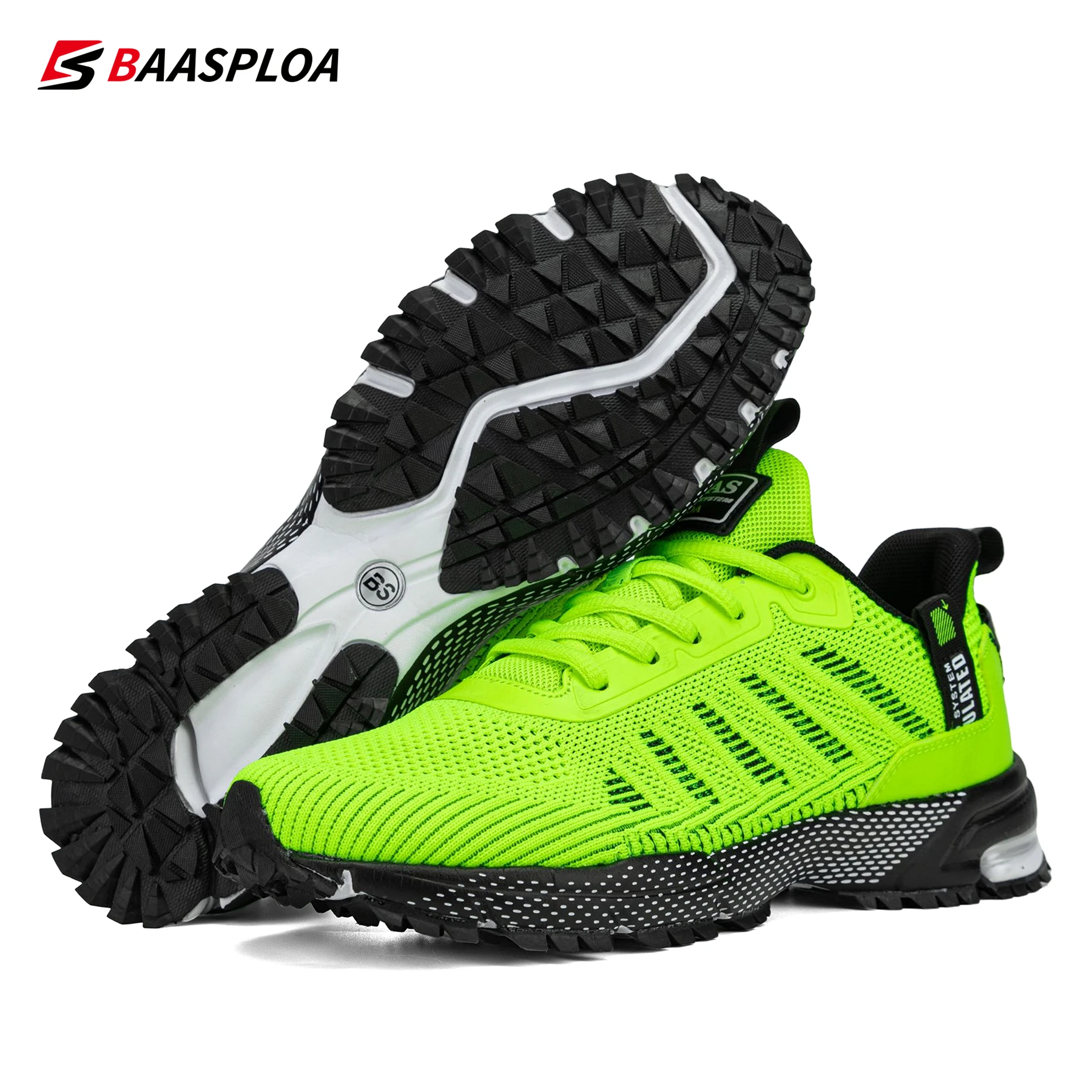 Baasploa Men Sport Shoes New Mesh Breathable Running Shoes for Men Comfort Lightweight Casual Sneakers Lace-Up Non-Slip Male