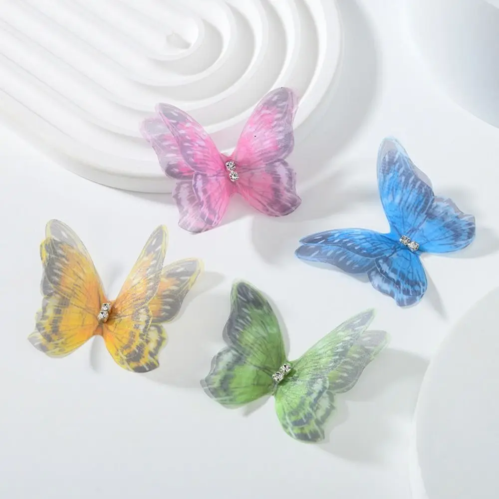 3D Organza Fabric Butterfly Appliques Gradient Color Double-layer Simulation Mesh Butterfly Patch Translucent