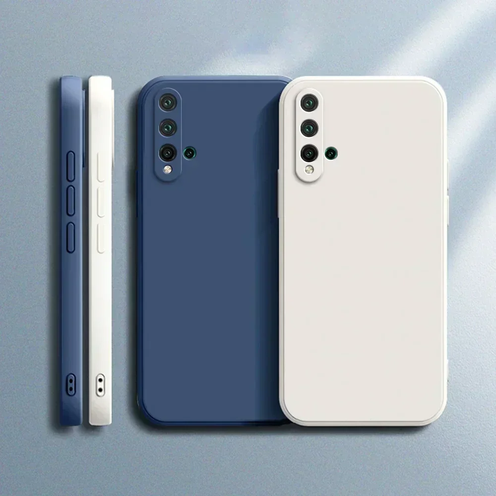 เคสโทรศัพท์ของแท้สำหรับ Huawei nova 5T กรอบซิลิโคนเหลวสี่เหลี่ยมเคส Huawei Honor 20เคสนิ่มบางกันกระแทกสุดหรู