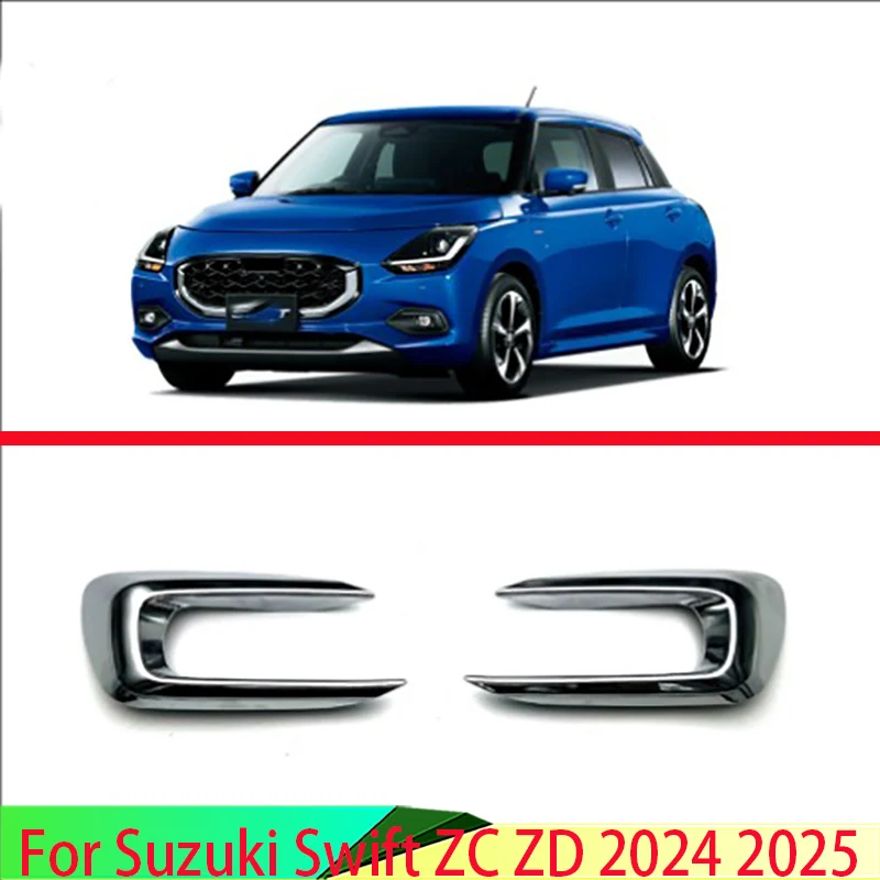 

For Suzuki Swift ZC ZD 2024 2025 Car Accessories ABS Chrome Front Fog Light Lamp Cover Trim Molding Bezel Garnish