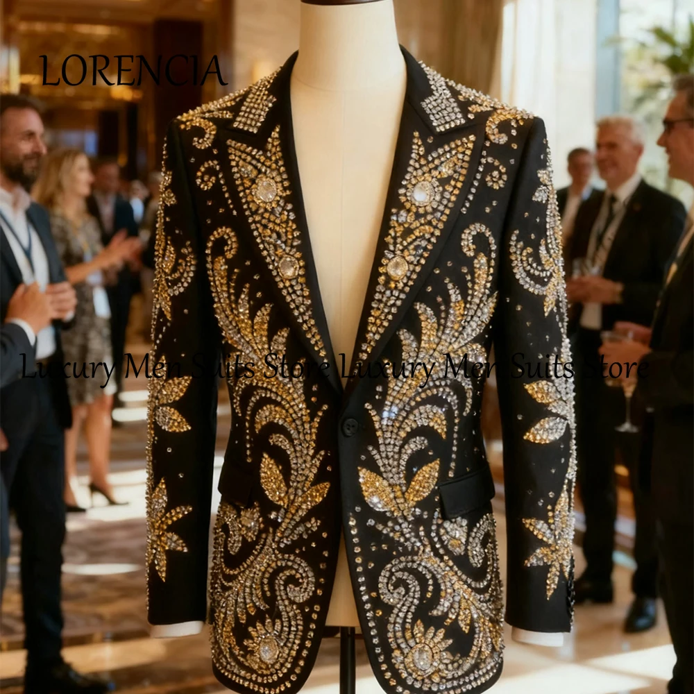 

Блестящие мужские костюмы со стразами, комплект из 2 предметов, смокинги с остроконечными этикетками, вечерние наряды, пиджак по индивидуальному заказу, брюки, roupas masculinas