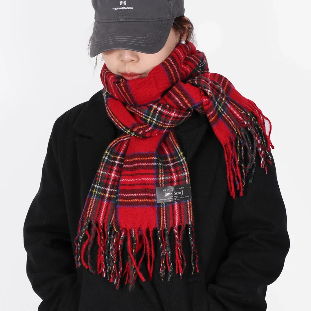الموضة الاسكتلندية نمط الترتان وشاح دافئ للنساء منقوشة لينة طويلة التفاف شال عيد الميلاد عيد الحب لصديقة زوجة أمي