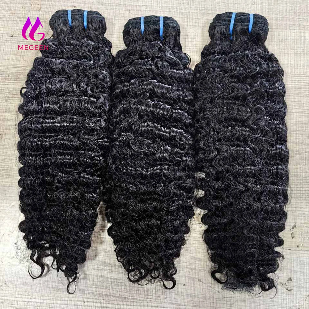 Megeen 1/3/4 шт., вьющиеся волосы для наращивания, 15 А, необработанные натуральные волосы, бирманские вьющиеся человеческие волосы, дневные 12-32 дюйма, натуральные черные 1B