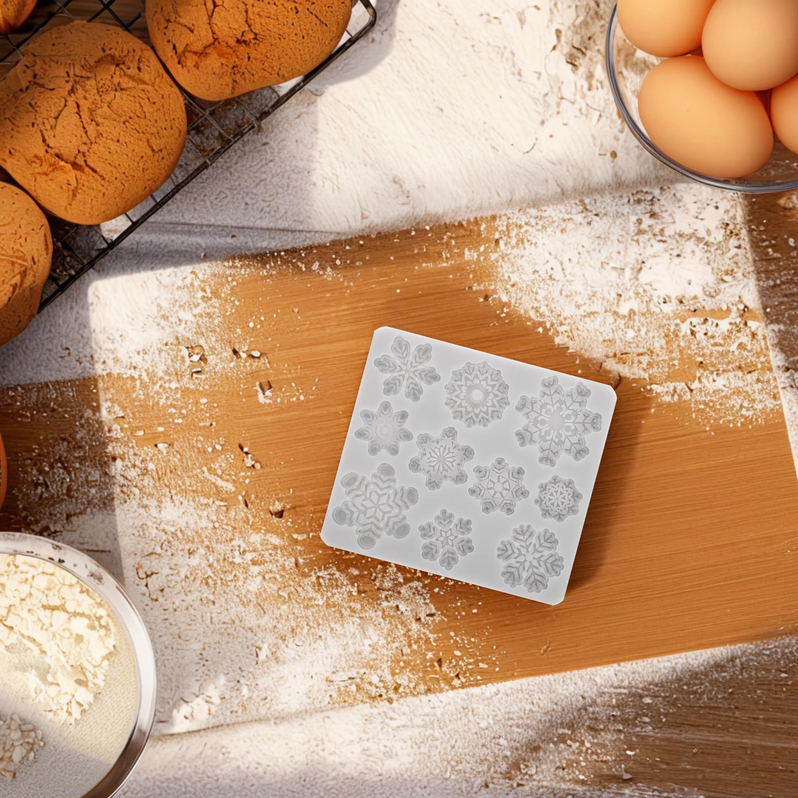 

10 Cavities Snowflake Silicone Mold Food Grade Eco Friendly BPA Free Christmas Cake Mould Baking Trays For Fondant Candy