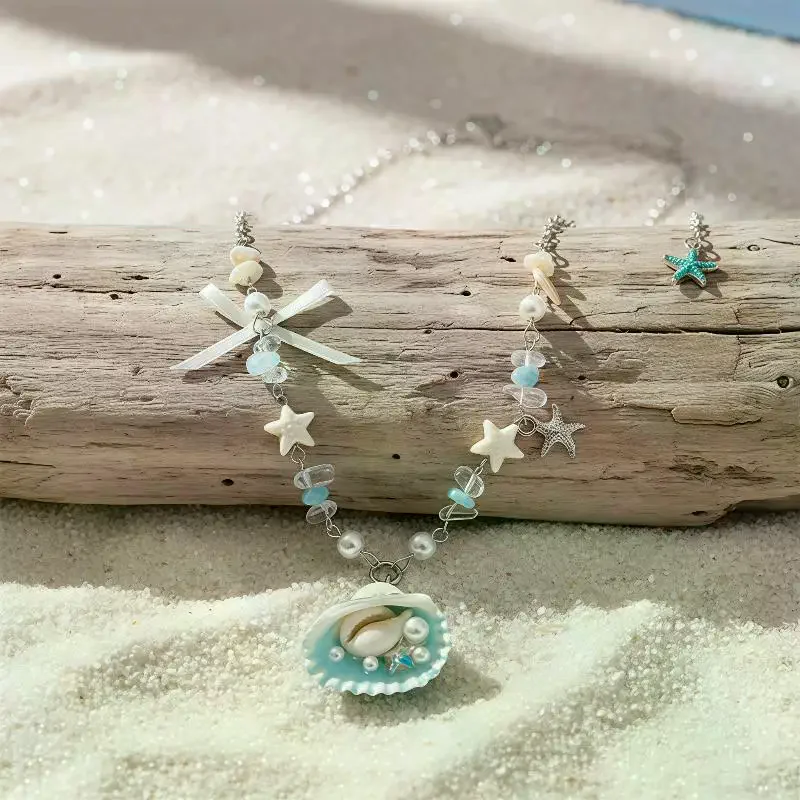 Ocean Themed Necklaces With Starfish Shell And Pearl Decor Perfect For Summer Seaside Vacation Beach Party Daily Wear