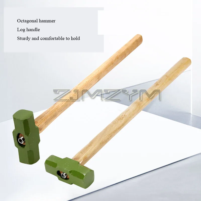 8LB Octagonal Hammer Professional Wall Dismantling Hammer TPR Soft Handle Solid Iron Hammer Non Sparking Tools Sledge Hammer
