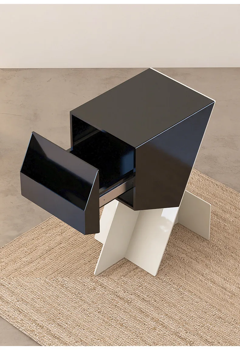 C13 - minimalist creative magazine rack, cold-rolled steel baked enamel tilted cabinet, two-tone multifunctional storage cabinet