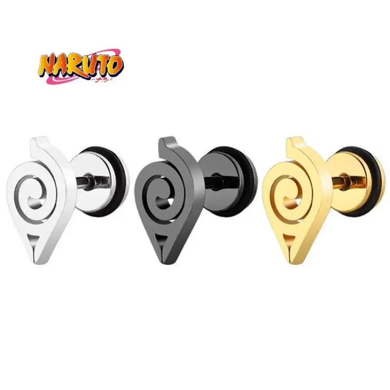 New Anime Naruto Titanium Steel Earrings Cosplay Props Character Naruto Sasuke Steel Earrings Stainless Steel Jewelry Gift