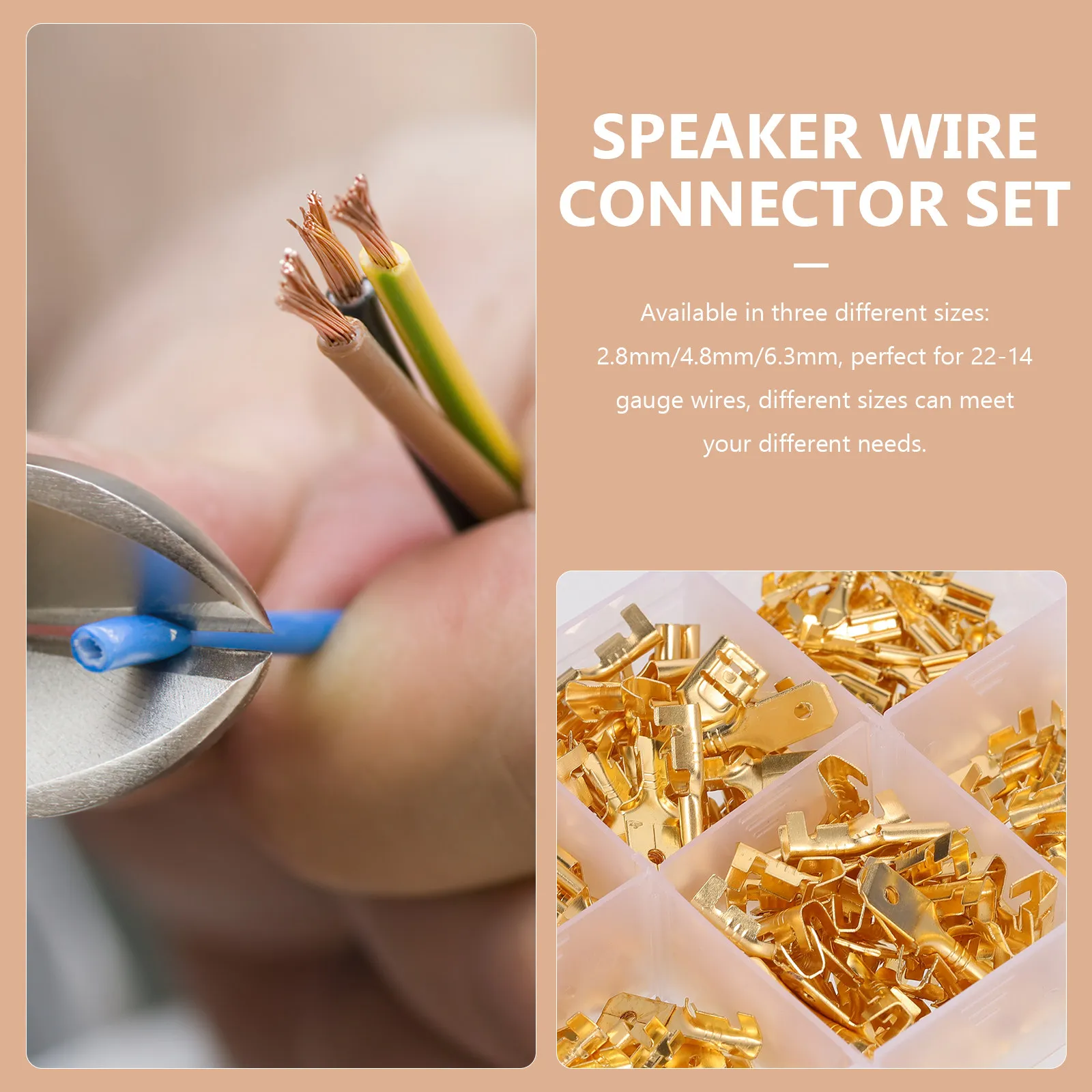1Set Speaker Wire Connector High Conductivity Brass Nylon Insulated Crimp Terminal Block Assortment Speaker Cable Repair