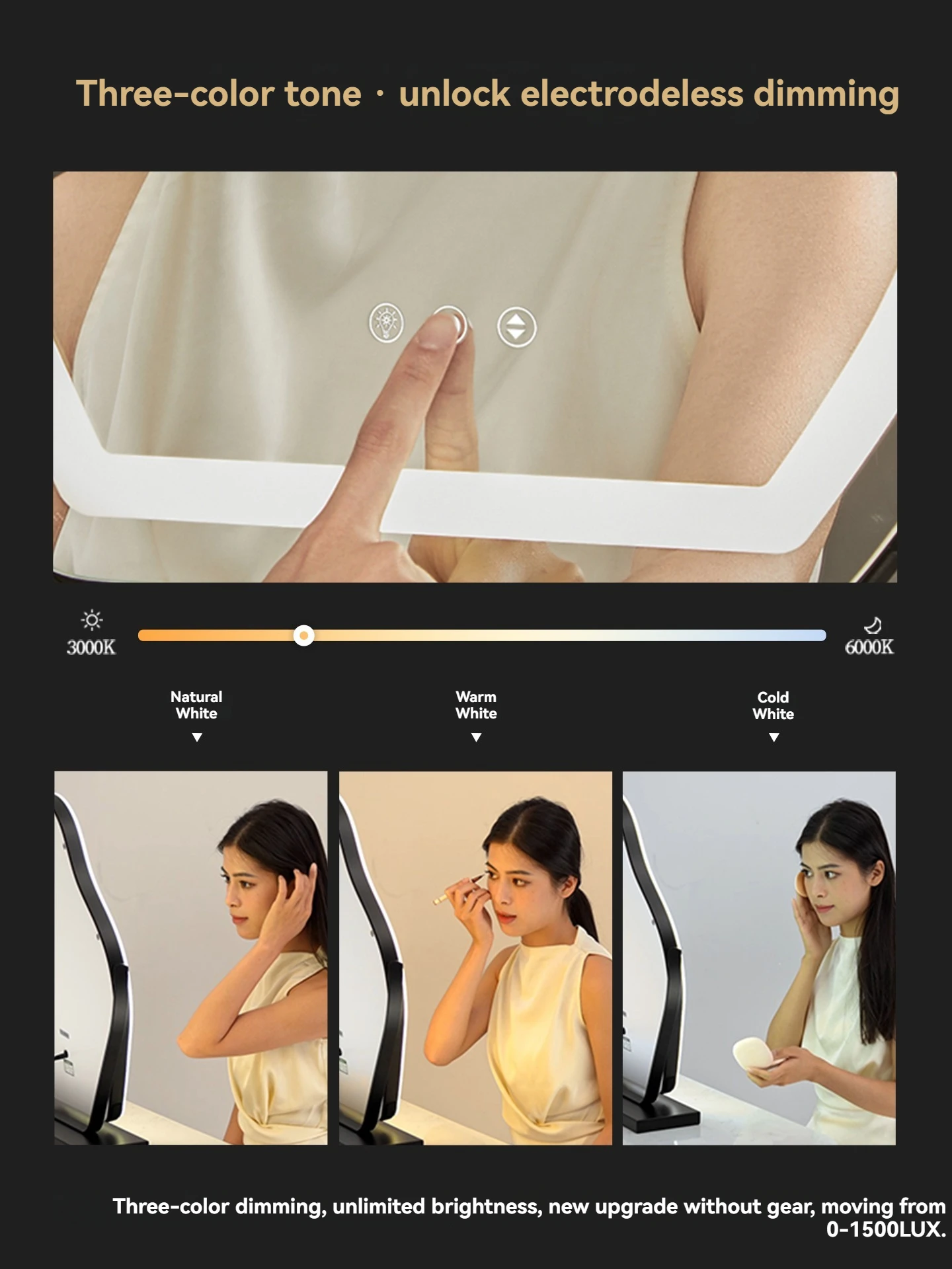 الغيوم حقيقي HD LED ماكياج مرآة سطح المكتب غرفة النوم الذكية المنزل شكل بسيط مع الأضواء #3