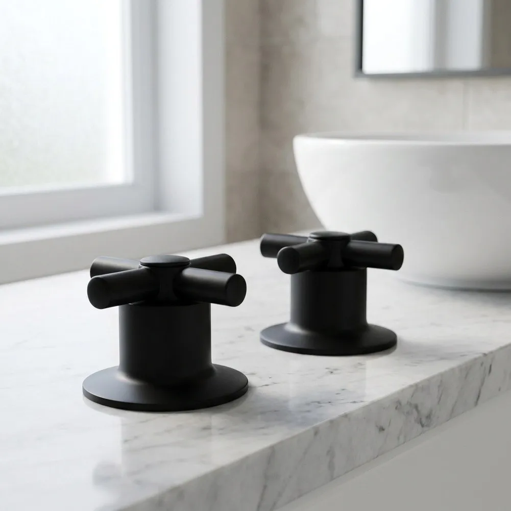 2Pcs Zinc Alloy Faucet Handles For Bathroom Sink Wash Tub Utility Tap Replacement Knobs Hot Cold Water Control Replacement