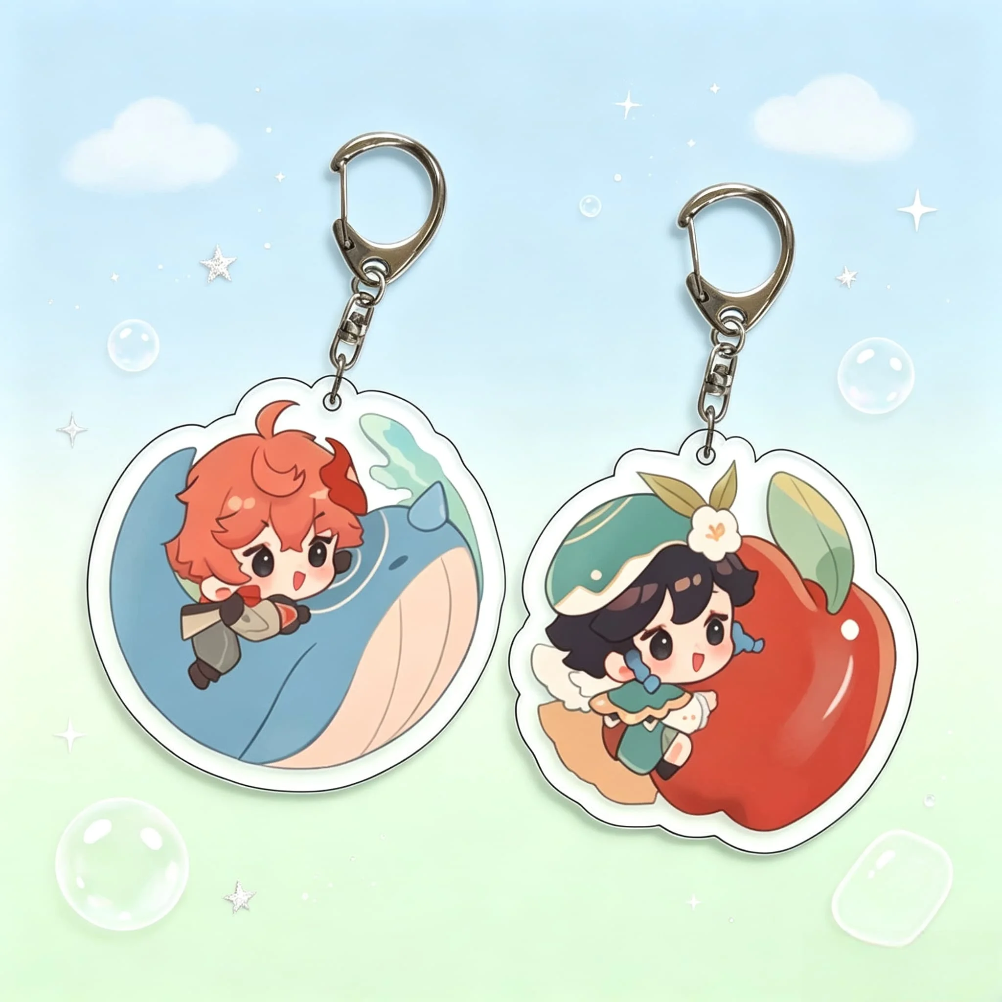 1pc Anime Girl Boy Game Decorative Genshin Impact Alternative Fruit Flowers Raidenshogun Accessories Keyring Backpacks Keychains