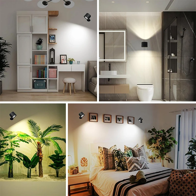 Applique Murale LED à Double Tête avec Télécommande Tactile Rotative à 360 °, Rechargeable par USB, Veilleuse Portable Sans Fil pour Chambre à