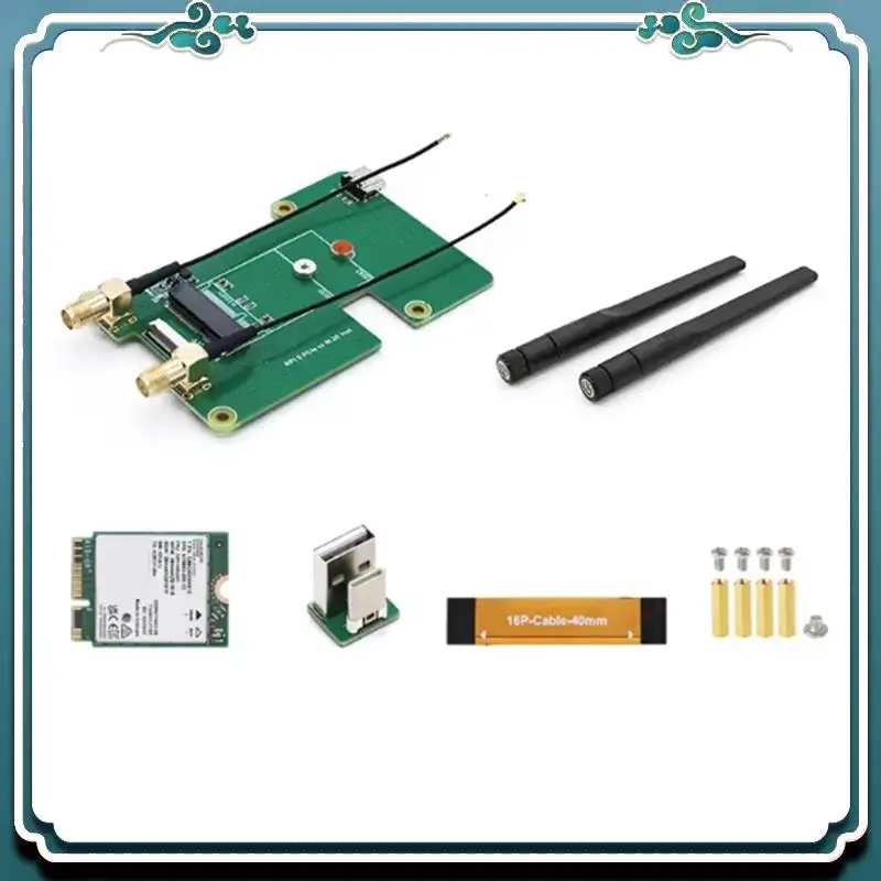 

ABSK-For NGFF M. 2 E Key Wireless NIC For Raspberry Pi 5 RPI Pcie M. 2 E HAT Expansion Board And BE200 Wifi7 PCI-E Wifi Card