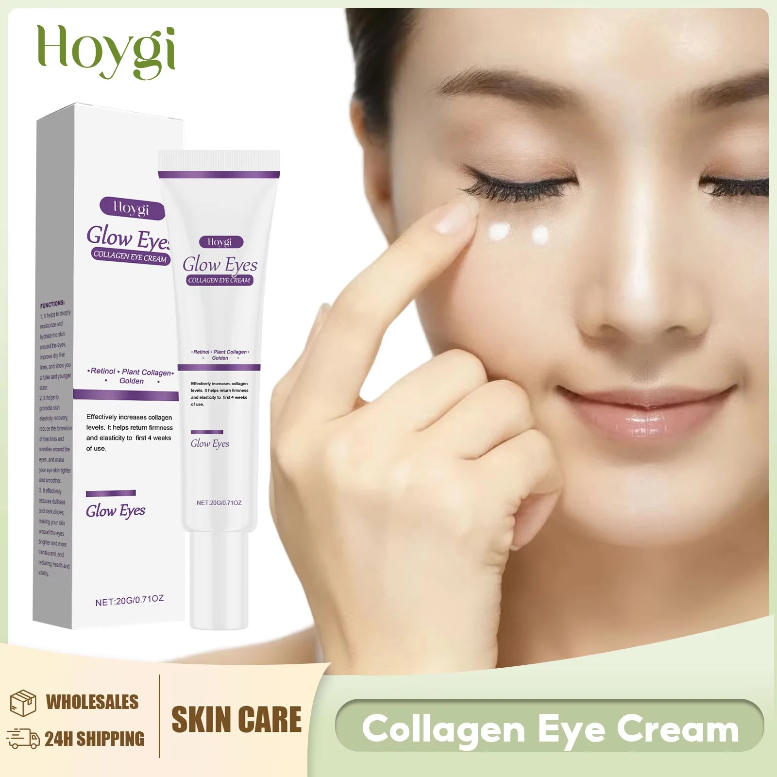 Hoygi Collagen Eye Cream Fade Fine Lines Eye Bags Remover Puffiness Anti Dark Circles Moisturizing Firming Nourishing Eye Care