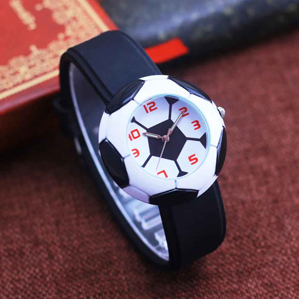 1 pz orologio da calcio con luce notturna modello cartone animato cinturino in silicone al quarzo regalo di compleanno favore nero