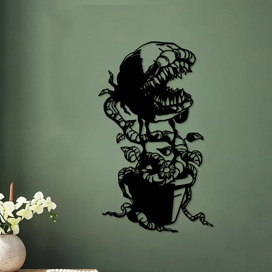 

11.81*7.08inch，Creative Cannibal Flower Iron Crafts, Indoor Decoration, Great For Living Room Bedroom, Outdoor Wall Decoration