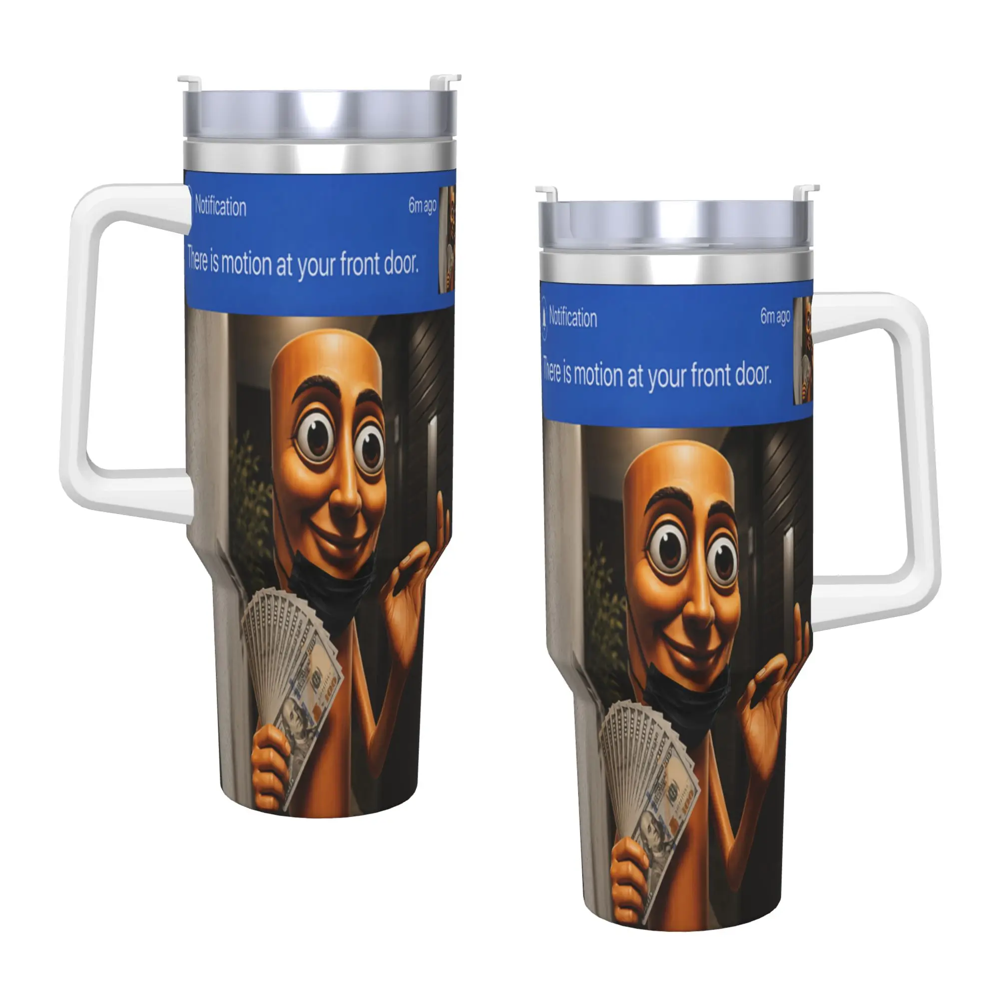 There is Motion at Your Front Tung Tung Tung Sahur Money Stainless Steel Tumbler Beach Thermal Cups With Straws Large Mugs Cup