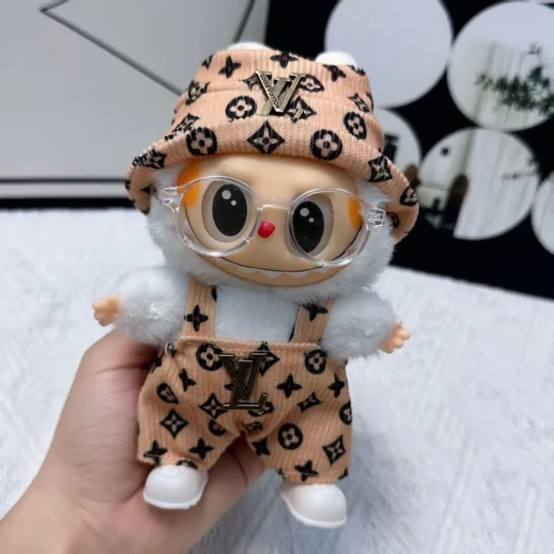 Fashion Clothes  Louis Labubu Clothes Outfit Doll Accessories For 17cm Labubu V2 V1 Plush Doll's Suspenders Suit Trend Clothes