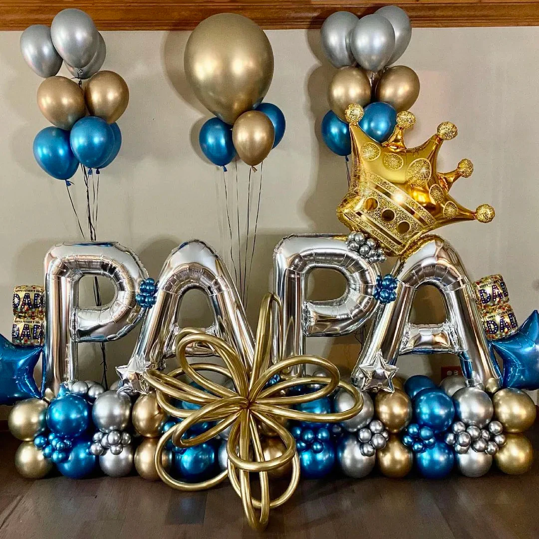 1set Crown BEST DAD Aluminium Foil Balloons Bottle White Blue Gold Latex Balloons For Happy Father\'s Day Anniversary Globos