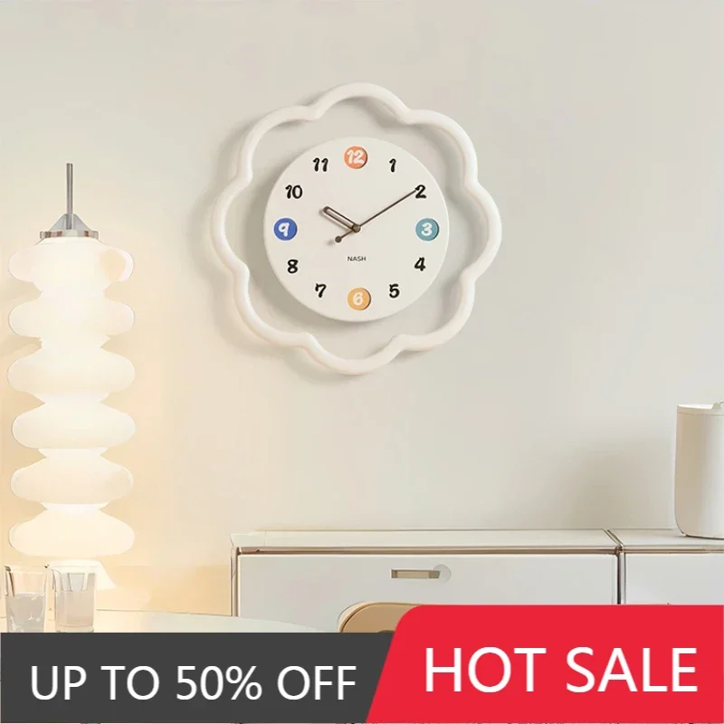 Cute Wall Clock Metal Frame Minimalist Design Silent Non Ticking Battery Operated for Bedroom Kids Room Living Room Decor