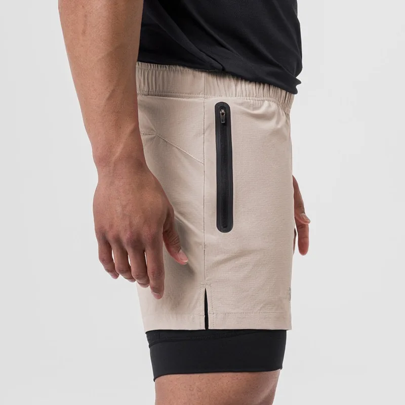 Men's Running Shorts Quick Dry Elastic Waist Athletic Shorts with Zipper Pockets Training Gym Workout 5 Inch Shorts