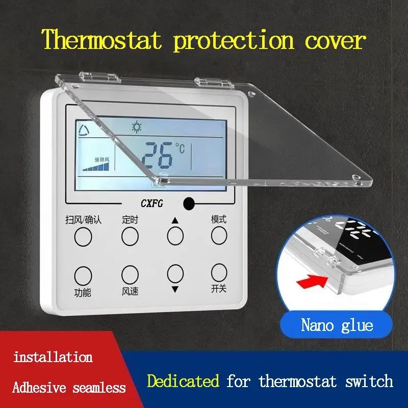 86 Bathroom Bath Heater Switch Socket Thermostat Waterproof Transparent Protection Cover Self-Adhesive Splash Box
