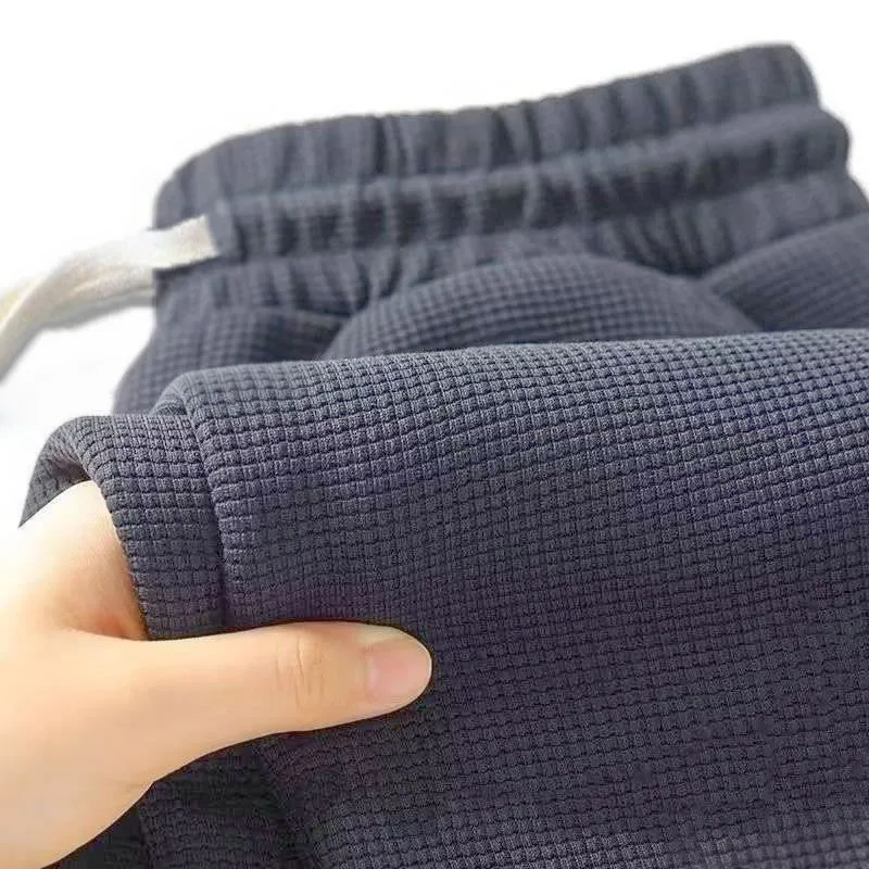 

Летние мужские тонкие дышащие повседневные брюки, тяжелые вафельные свободные большие универсальные прямые спортивные брюки, мужские разноцветные Sele