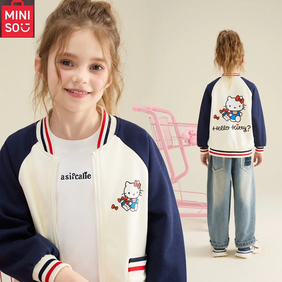 

Sanrio Girl Fashion Coat Kuromi 2025 Autumn New Model Hello Kitty Sports Baseball Uniform Cute Cartoon Loose Leisure Girl Gift