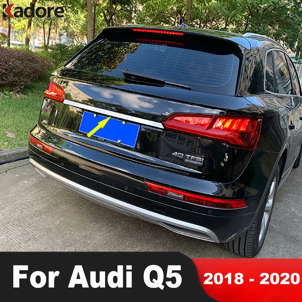 Für Audi Q5 2018 2019 2020 Carbon Fiber Hinten Stamm Deckel Abdeckung Trim Heckklappe Lip Boot Molding Garnieren Streifen Auto zubehör