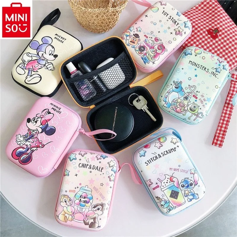 MINISO Disney Mickey Stitch Earphone Storage Bag Student Data Cable Charger Storage Box Zero Wallet Anti drop Waterproof