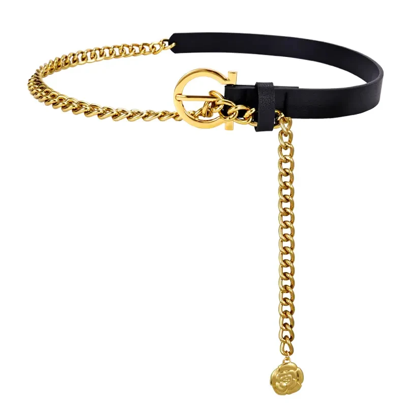 Cinture di design per donna Cintura a catena dorata di lusso di alta qualità Abito da donna Cintura Fiore Corsetto punk regolabile
