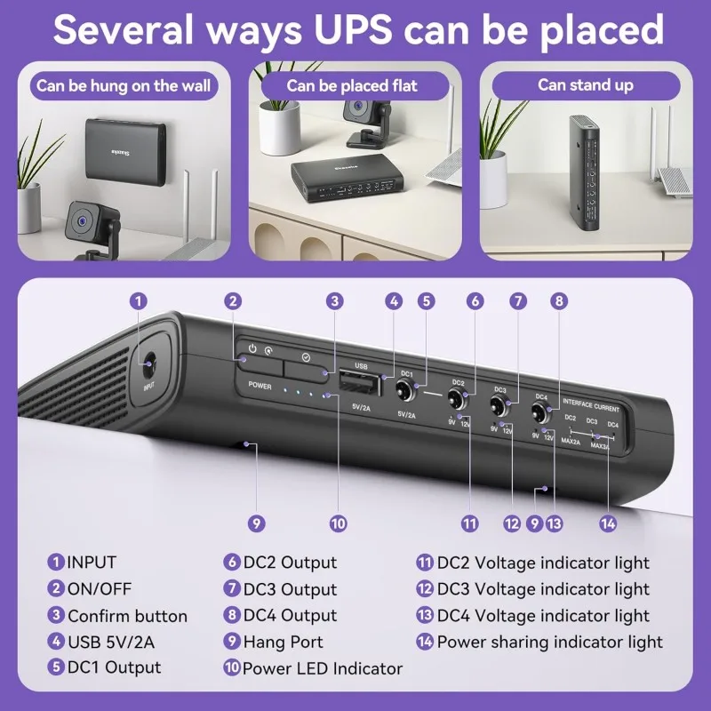 Skazeke MD1 Pro Mini UPS DC مصدر طاقة غير منقطع 25600mAh 5v 9v 12v 6A 114W 220V موزع إنترنت واي فاي مودم 18650 بطارية احتياطية #5