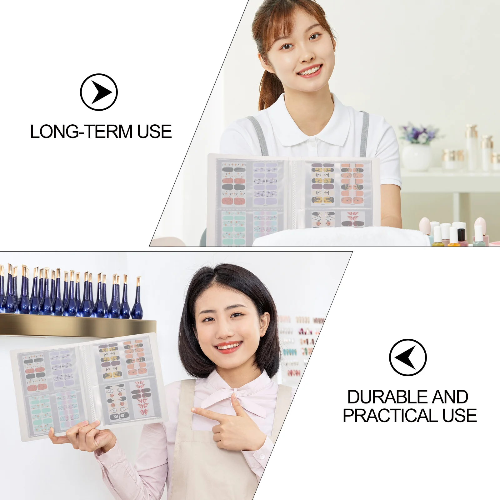 Álbum de colección de pegatinas para uñas, cubierta acrílica de gran capacidad, libro de almacenamiento de pegatinas para manicura, organizador de soporte de exhibición de calcomanías para uñas