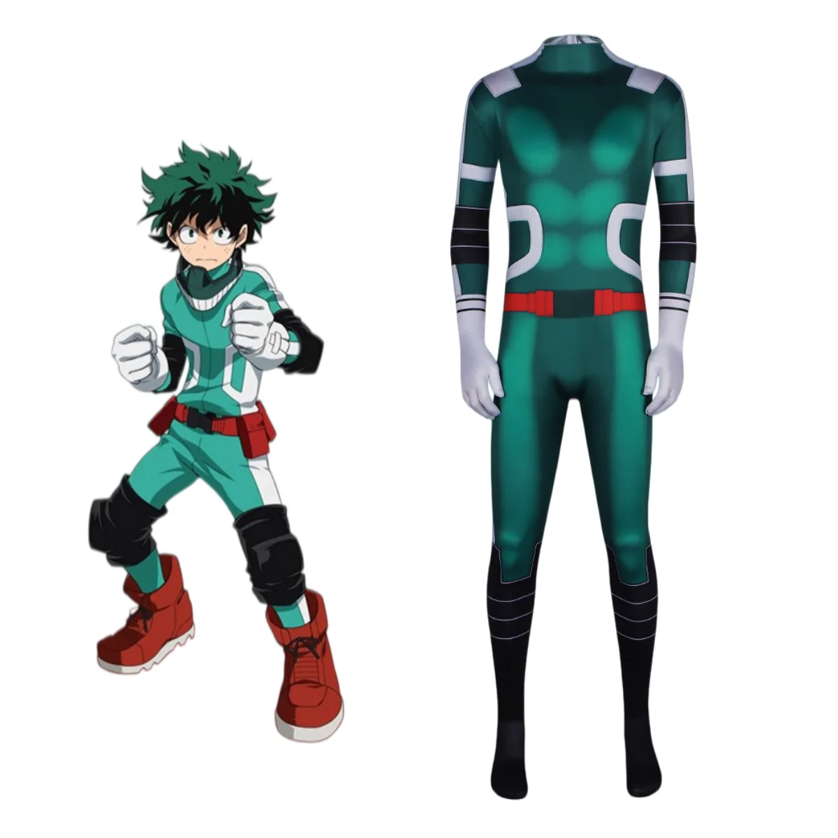 

Anime My Hero Academia Izuku Midoriya Deku Cosplay Costume 3D Printed Bodysuit Mens Jumpsuit for Halloween Party