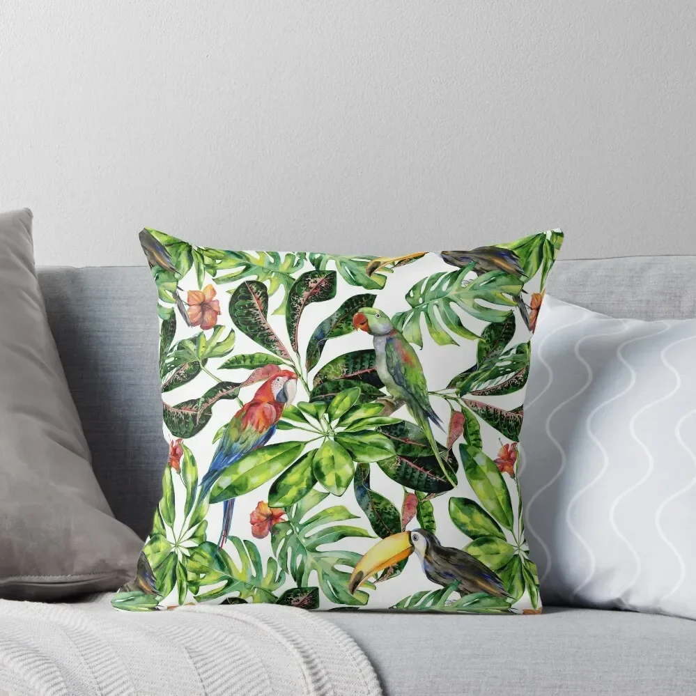 Tropical pattern of toucan and parrotswatercolor Throw Pillow Pillow Cases Decorative Decorative pillow case