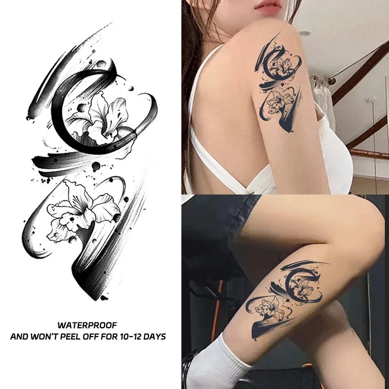 Temporary Tattoo Stickers Waterproof Ink Flower Elements Fake Tattoos for Men and Women Arm Calf Simulated Tattoo Color
