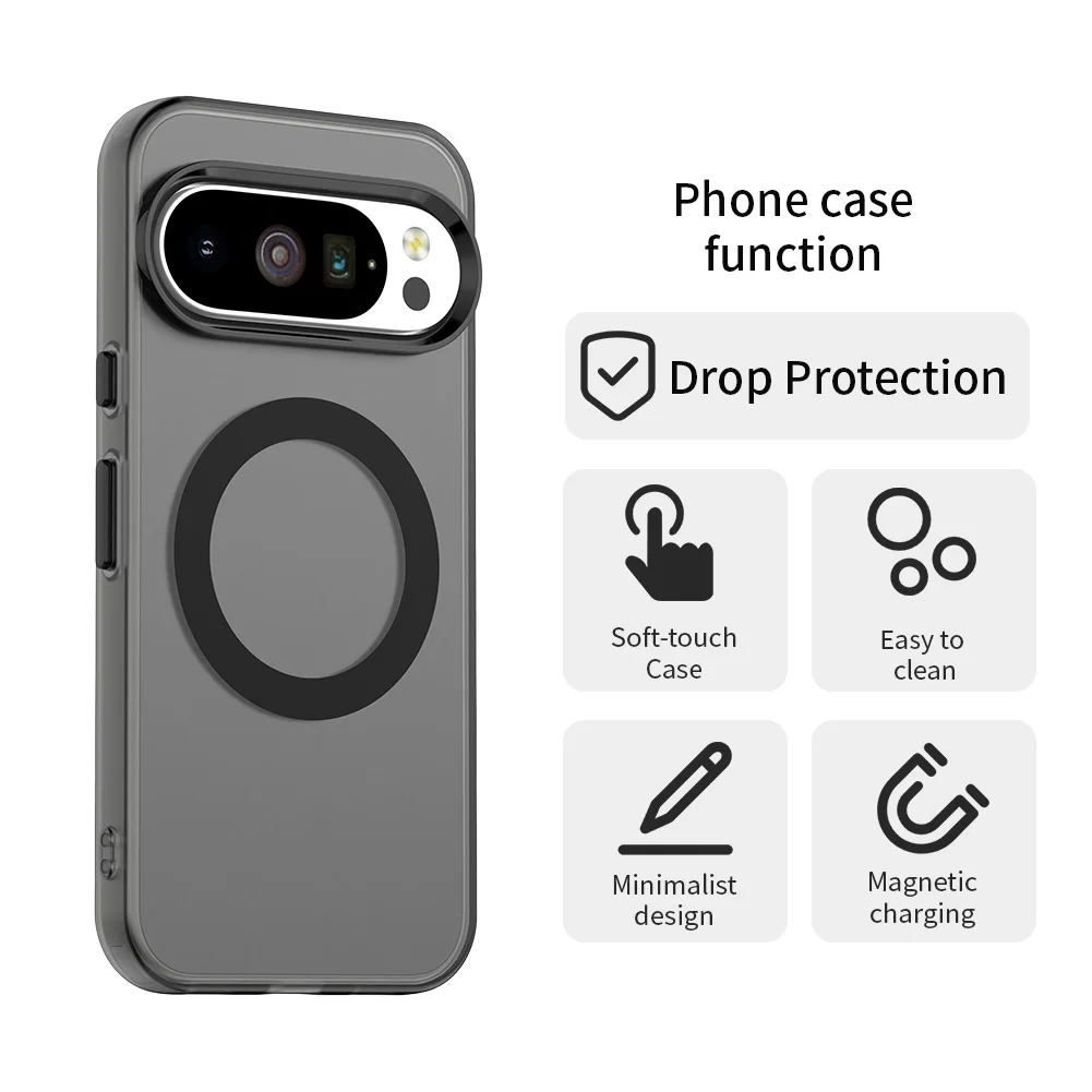 Casing Magnetik untuk Google Pixel 10 Pro XL Penutup Pengisi Daya Nirkabel Warna Permen Cangkang Transparan Coque