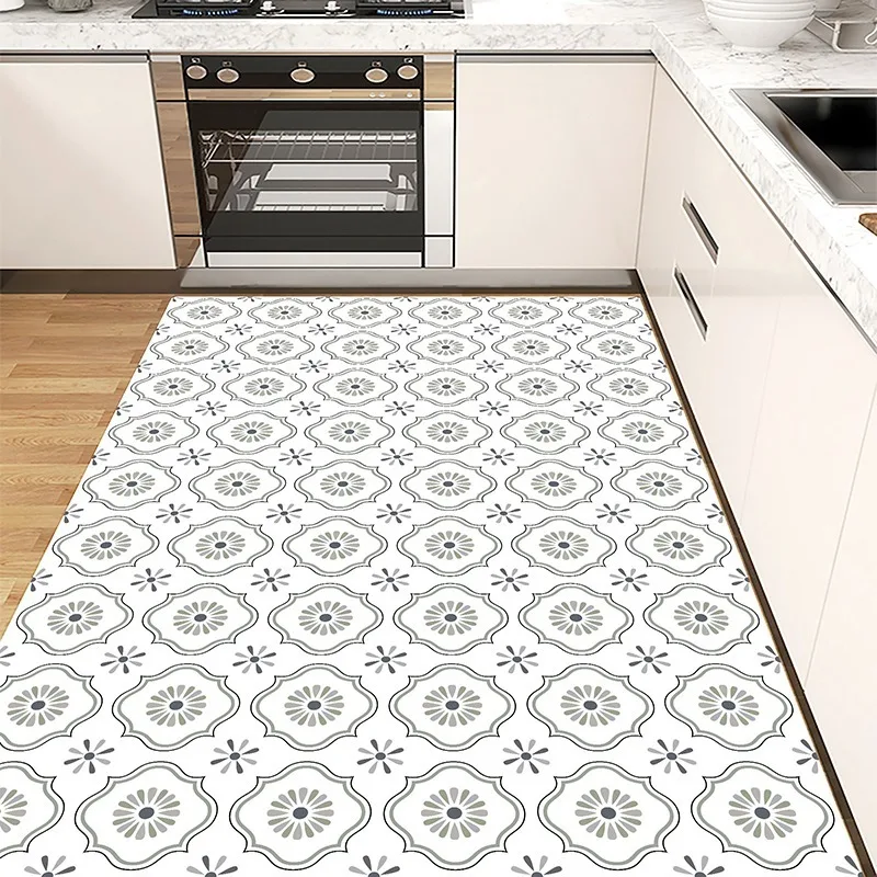 PVC Mats Kitchen Floor Mat Geometric Print Waterproof Non-slip Rug Leather Soft Wear-resistant Carpet Home Decor 러그 שטיח מַרבַד