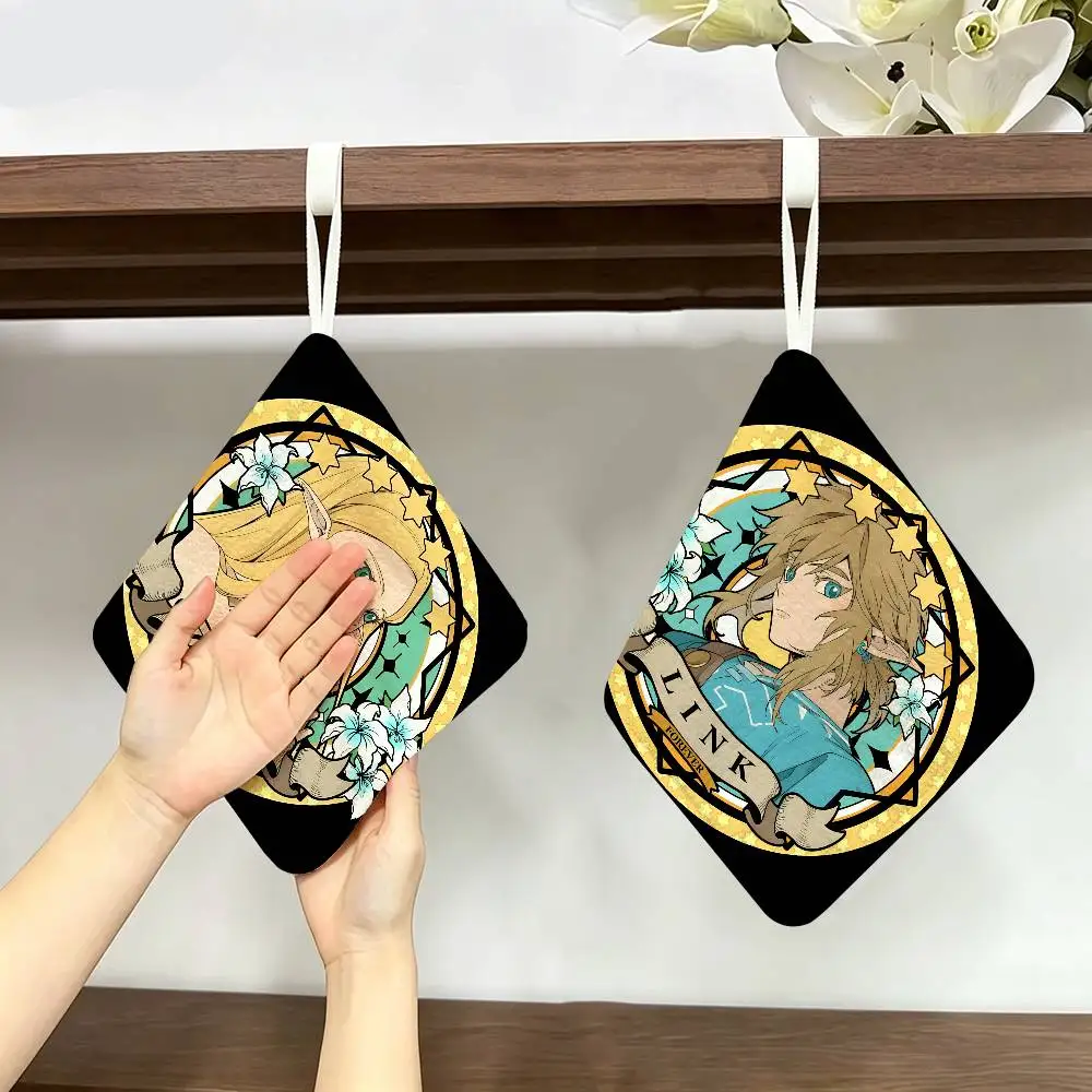 Video Game Legend Z-Zeldas Hanging Kitchen Towel, Polyester Cotton Material, Wear Resistant Hand Wiping Towel for Home