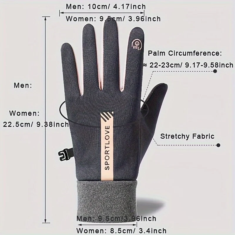 Winter Men's Sports and Leisure Warm Cycling Gloves, Women's Anti Slip and Windproof Touch Screen Cycling Gloves