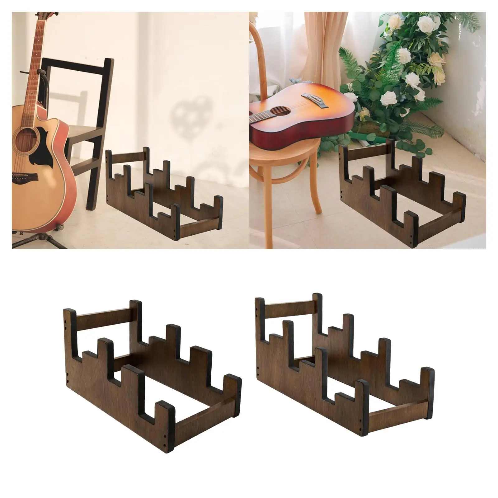 Space Saving Guitar Stand Wooden Multi Tier Electric Guitar Holder for Electric Guitars Bass Studio Display