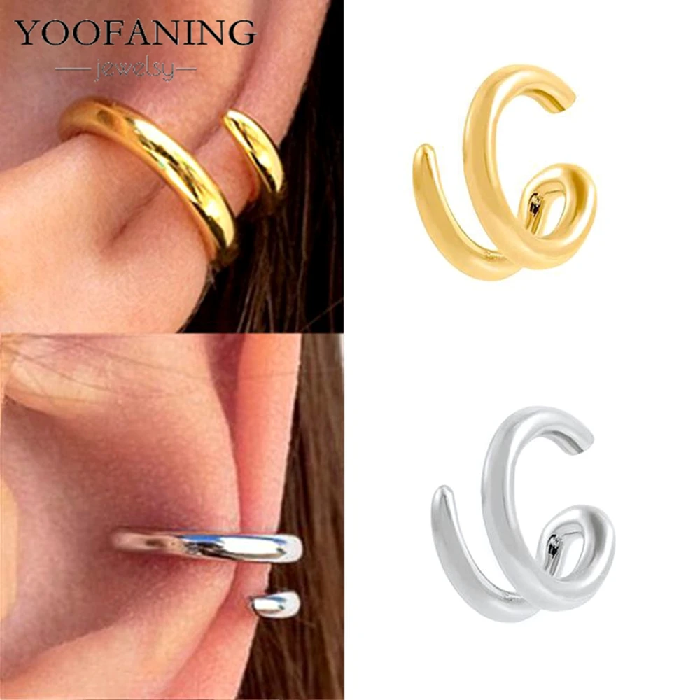 

2025 Popular Gold and Silver Irregular Ear Clips Fashionable Simple Men's/women's Earrings Perforated Ear Clips Jewelry Gifts