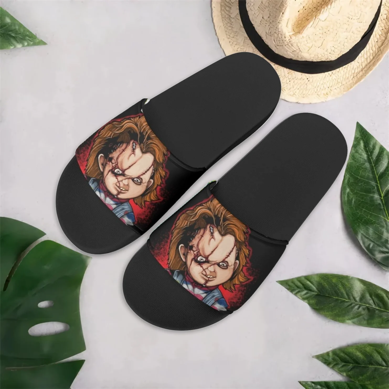 INSTANTARTS Halloween Gift for Girls Boys Childs Play Chucky Print Home Slippers Summer Women Indoor Bathroom Anti-slip Sandals